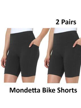 NWT Mondetta Women's 2 Pairs of Bike Shorts, Black
